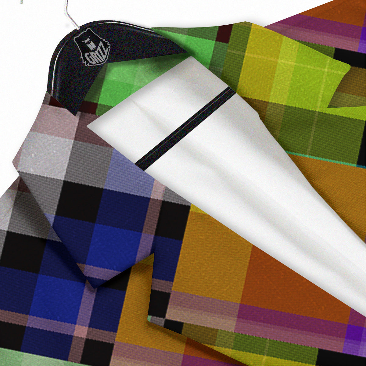 Diagonal Madras Plaid Print Pattern Men's Sport Coat-grizzshop