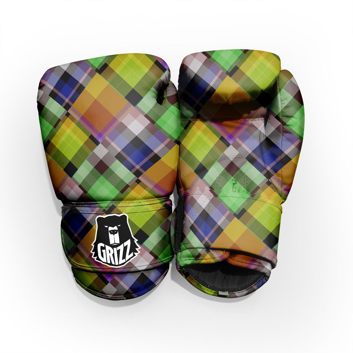 Diagonal Madras Plaid Print Pattern Pro Boxing Glove