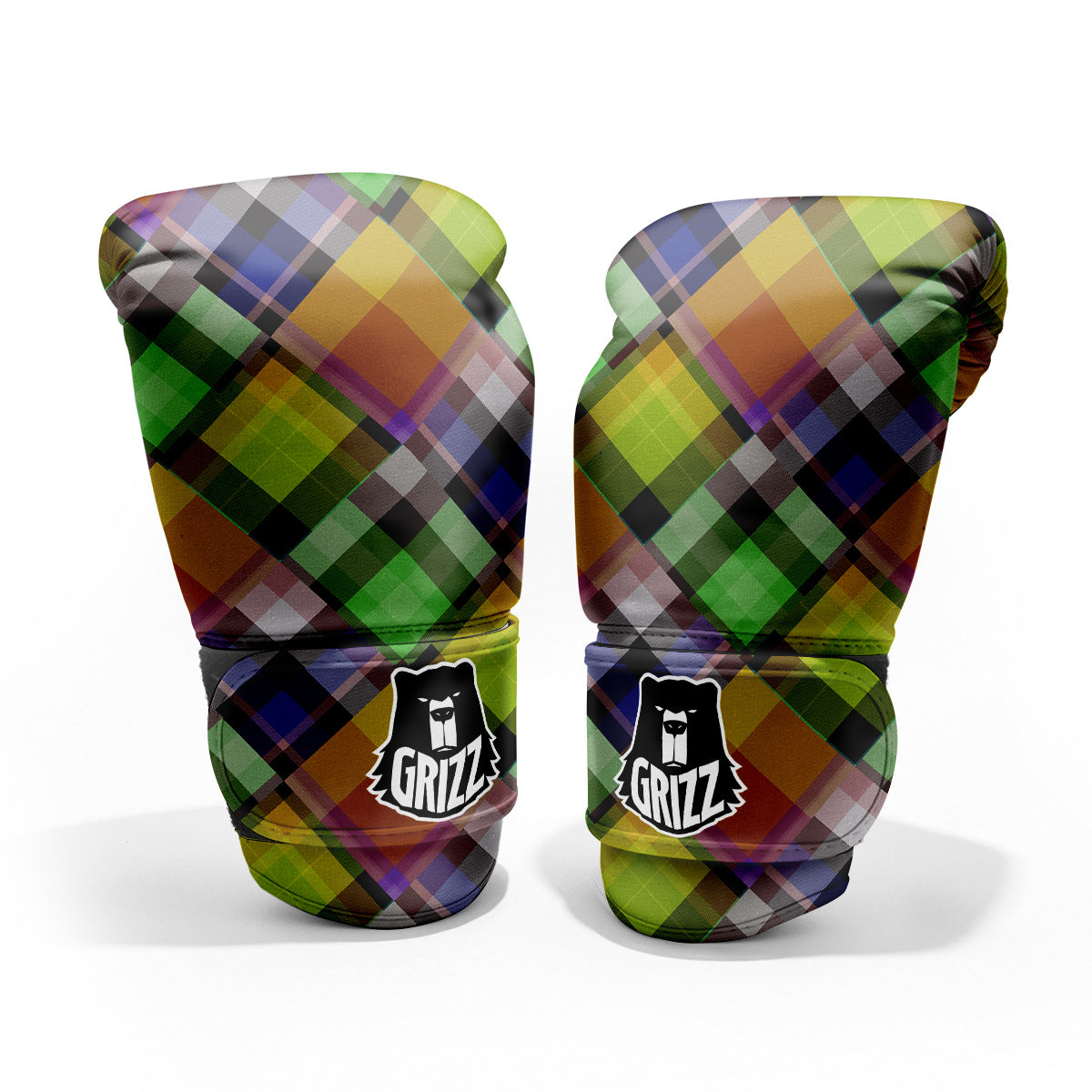 Diagonal Madras Plaid Print Pattern Pro Boxing Glove