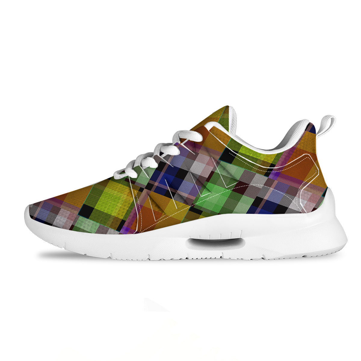 Diagonal Madras Plaid Print Pattern Tennis Shoes-grizzshop