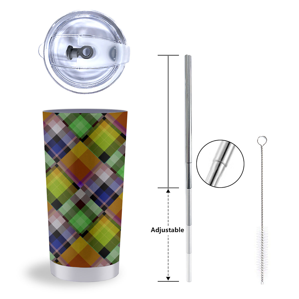 Diagonal Madras Plaid Print Pattern Tumbler-grizzshop