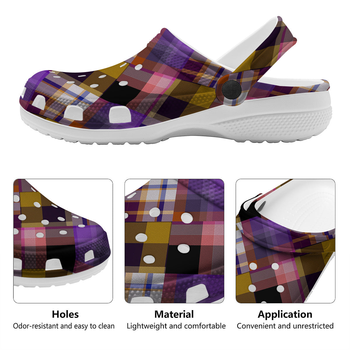 Diagonal Madras Tartan Plaid Print Pattern Clog-grizzshop