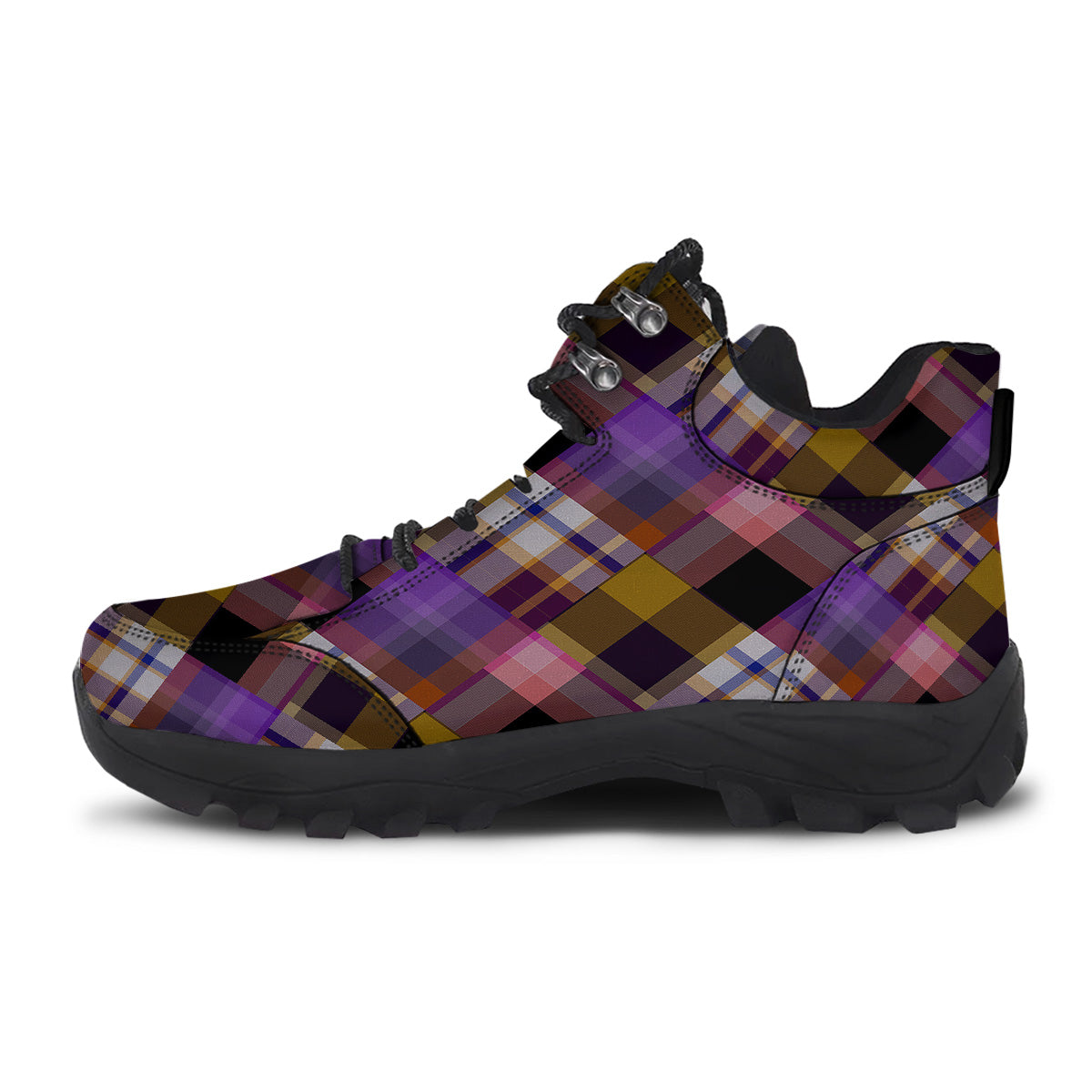 Diagonal Madras Tartan Plaid Print Pattern Hiking Shoes-grizzshop