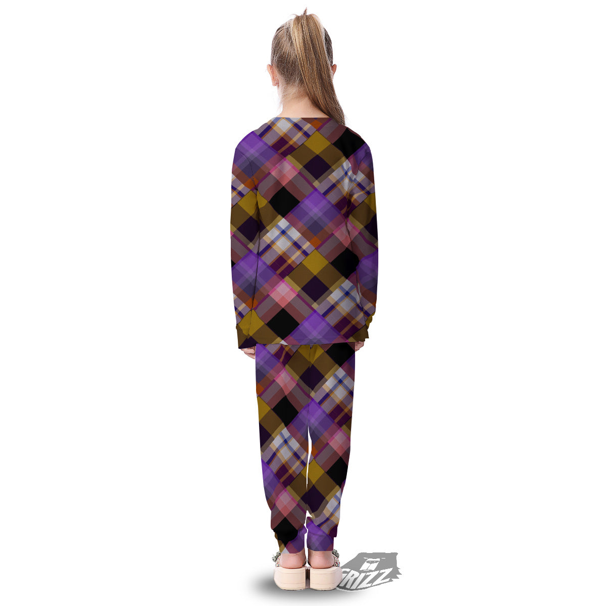 Diagonal Madras Tartan Plaid Print Pattern Kid's Pajamas-grizzshop