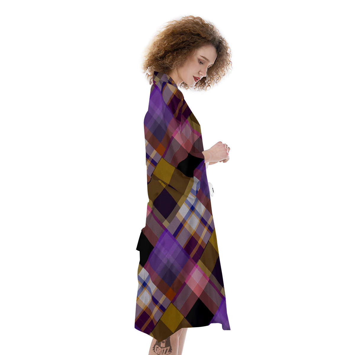 Diagonal Madras Tartan Plaid Print Pattern Kimono-grizzshop