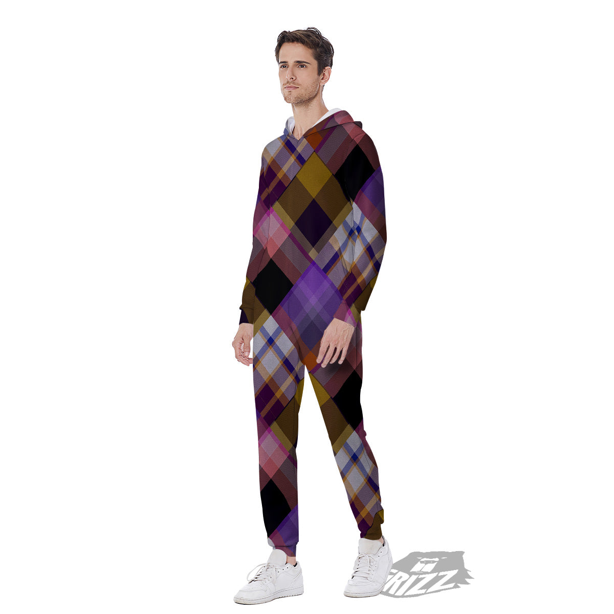 Diagonal Madras Tartan Plaid Print Pattern Men's Jumpsuit-grizzshop