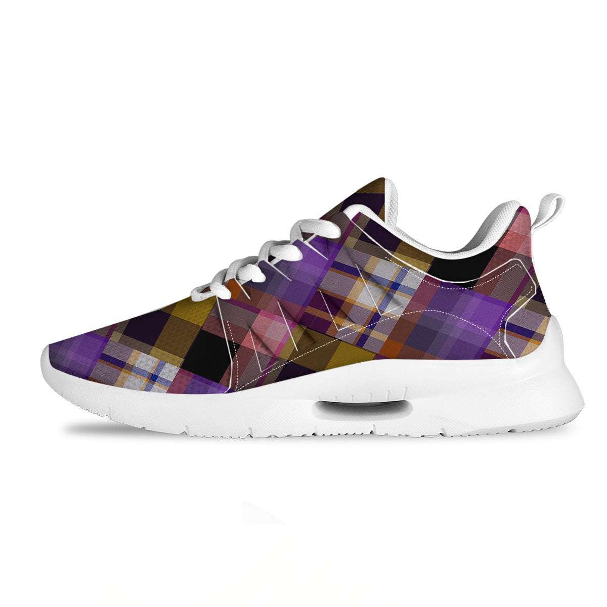 Diagonal Madras Tartan Plaid Print Pattern Tennis Shoes-grizzshop
