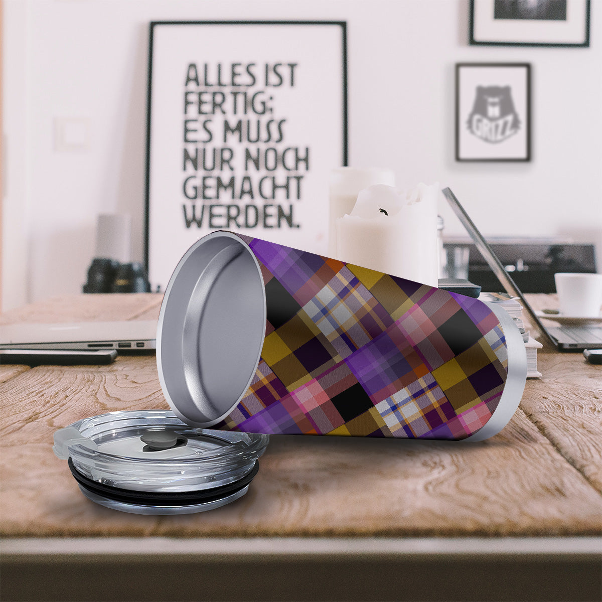 Diagonal Madras Tartan Plaid Print Pattern Tumbler-grizzshop