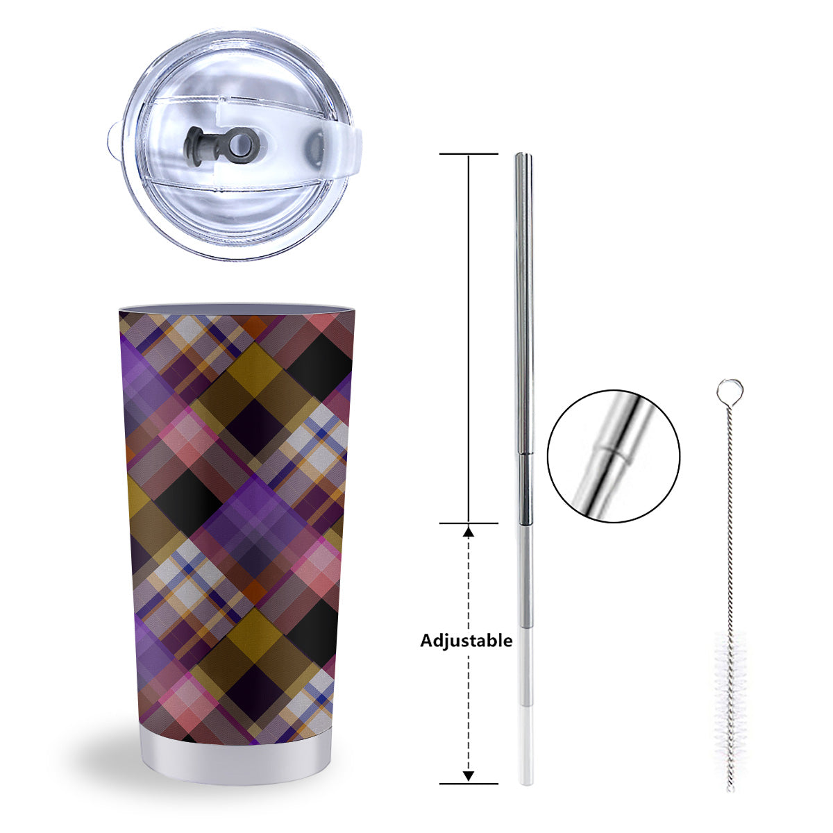 Diagonal Madras Tartan Plaid Print Pattern Tumbler-grizzshop