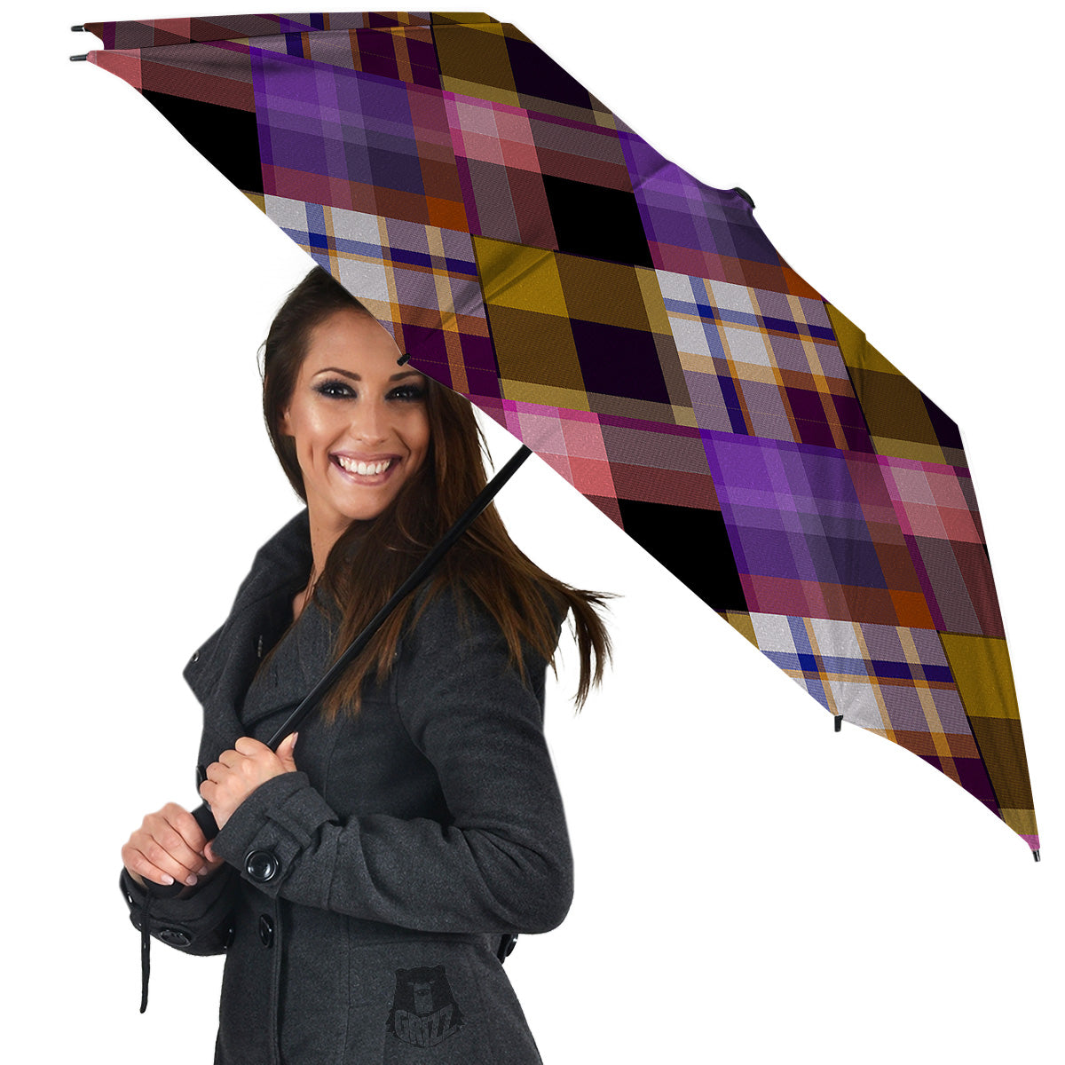 Diagonal Madras Tartan Plaid Print Pattern Umbrella-grizzshop