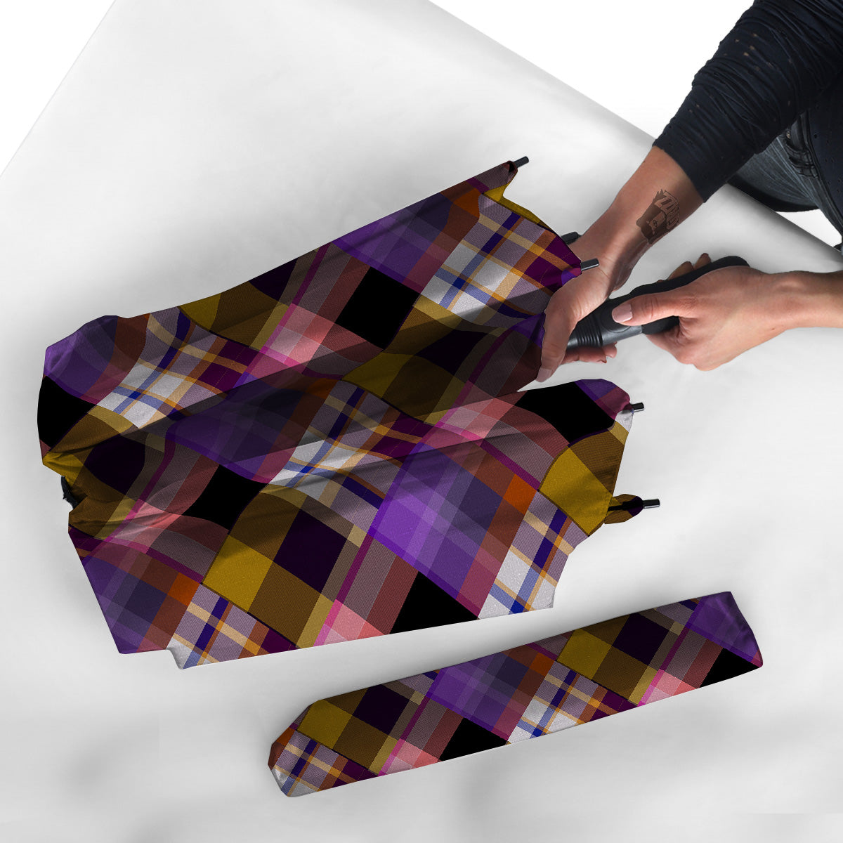 Diagonal Madras Tartan Plaid Print Pattern Umbrella-grizzshop