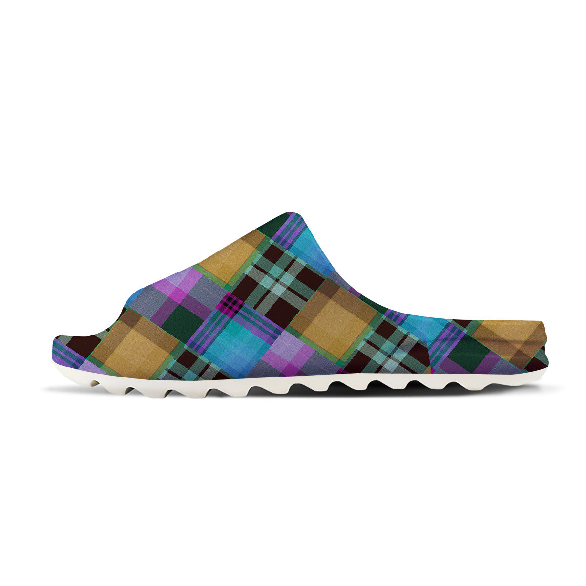 Diagonal Madras Blue Tartan Plaid Print Pattern Sandals-grizzshop