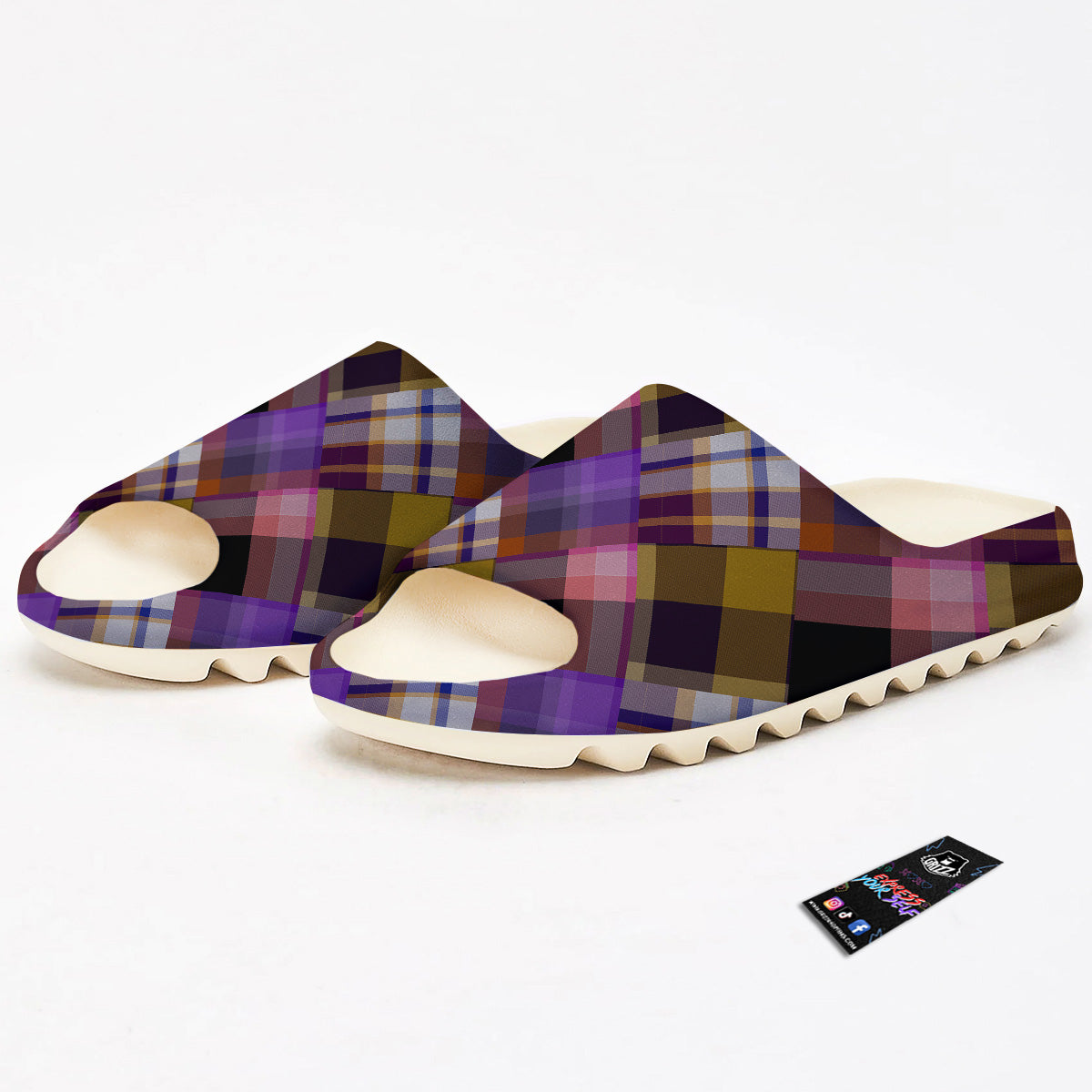 Diagonal Madras Tartan Plaid Print Pattern Sandals-grizzshop