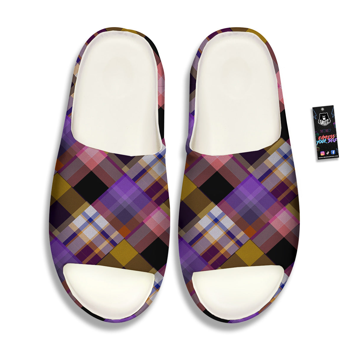 Diagonal Madras Tartan Plaid Print Pattern Sandals-grizzshop