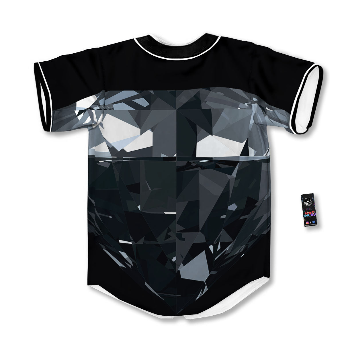 Diamond Black Print Baseball Jersey-grizzshop