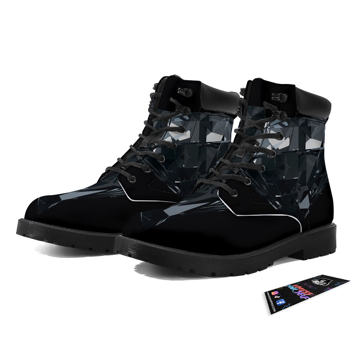 Diamond Black Print Boots-grizzshop