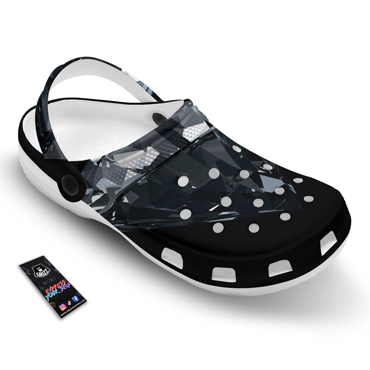 Diamond Black Print Clog-grizzshop