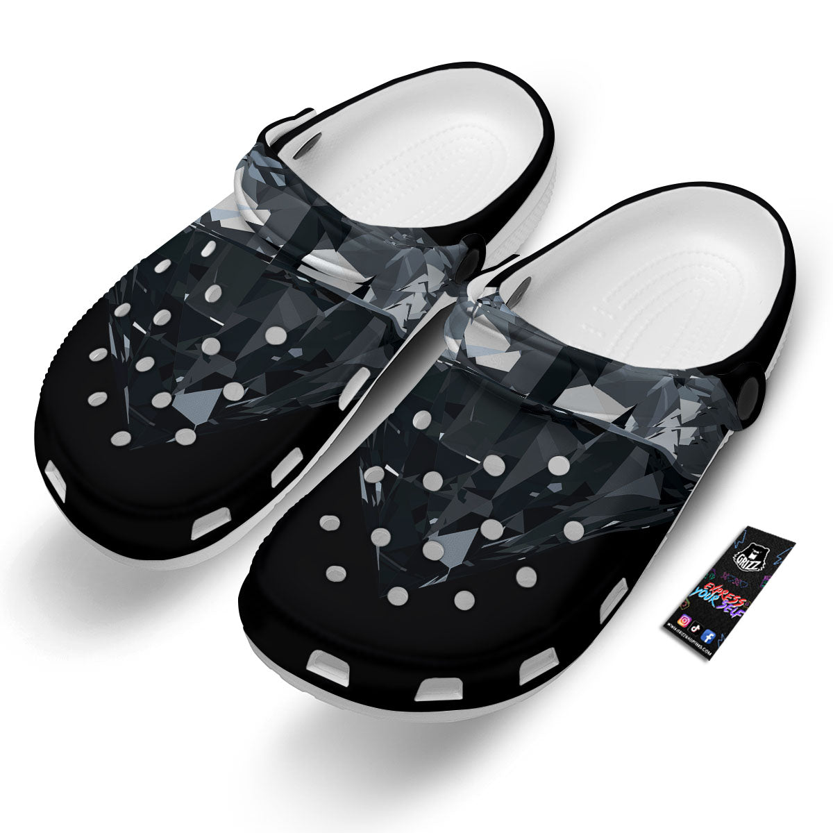 Diamond Black Print Clog-grizzshop