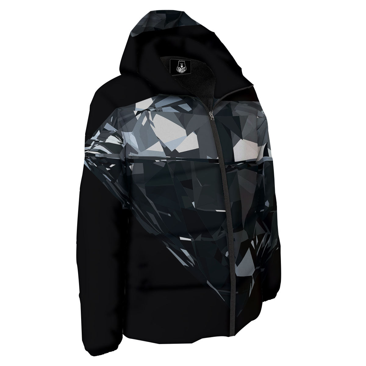 Diamond Black Print Down Jacket-grizzshop