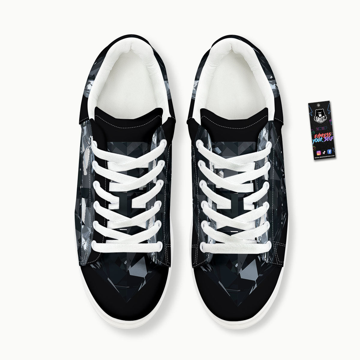 Diamond Black Print Platform Shoes-grizzshop