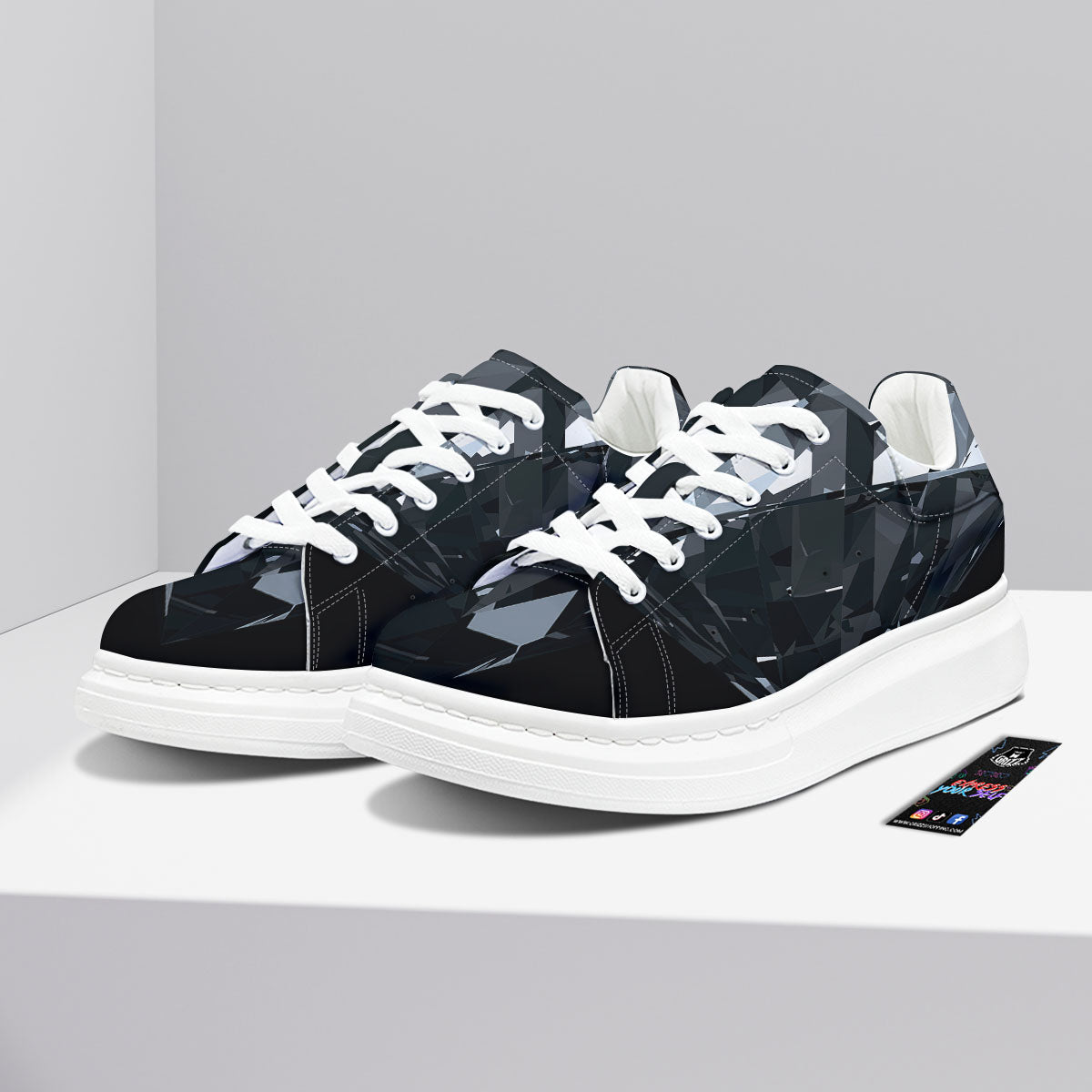 Diamond Black Print Platform Shoes-grizzshop