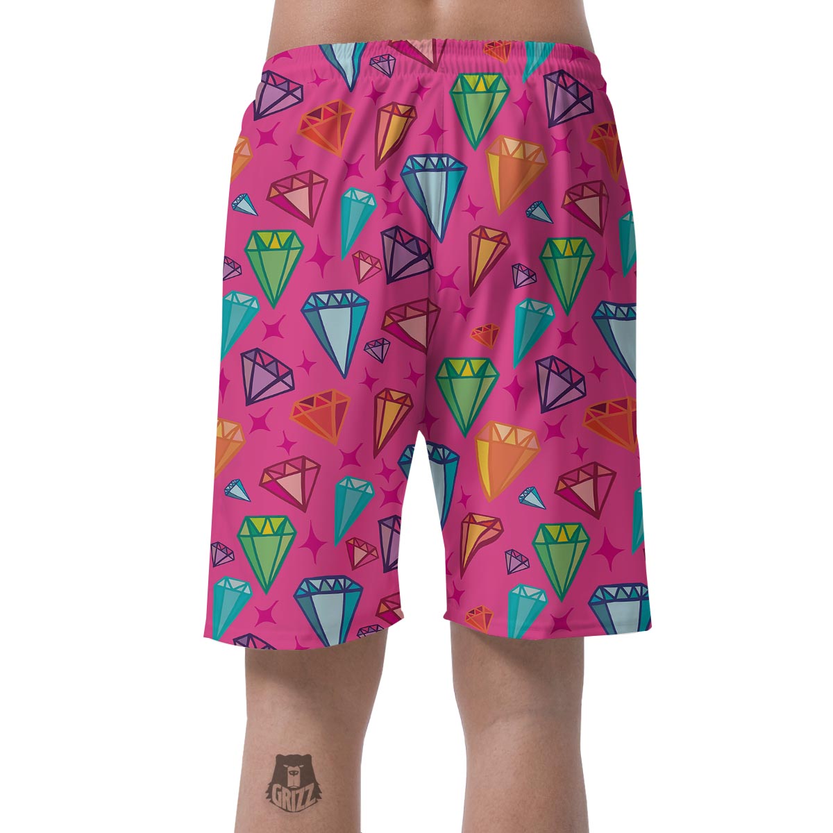 Diamond Colorful Pattern Print Men's Shorts-grizzshop