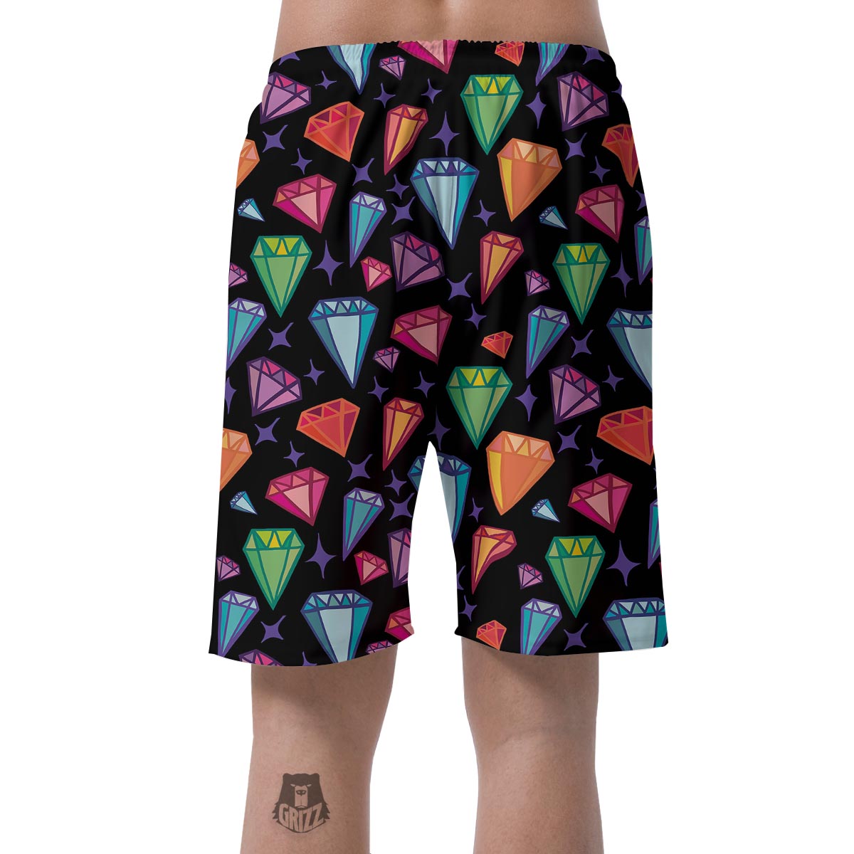 Diamond Colorful Print Pattern Men's Shorts-grizzshop