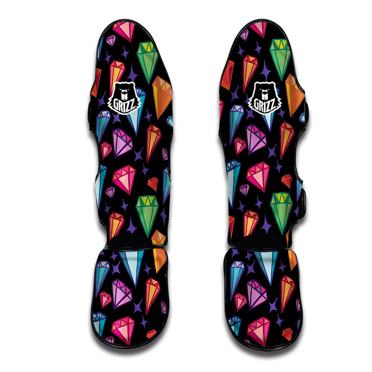 Harlequin Yellow Print Pattern Muay Thai Shin Guards