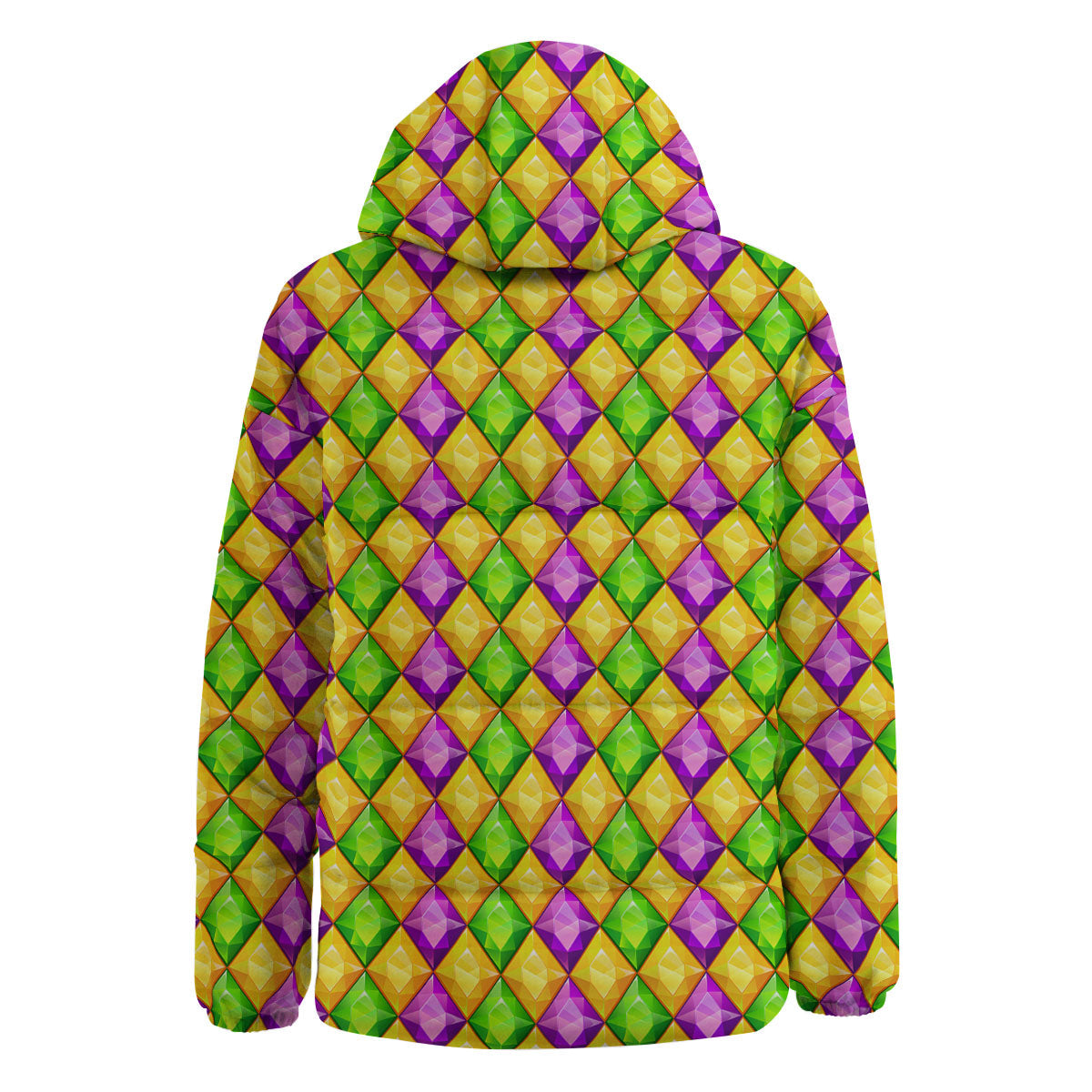 Diamond Mardi Gras Print Pattern Down Jacket-grizzshop