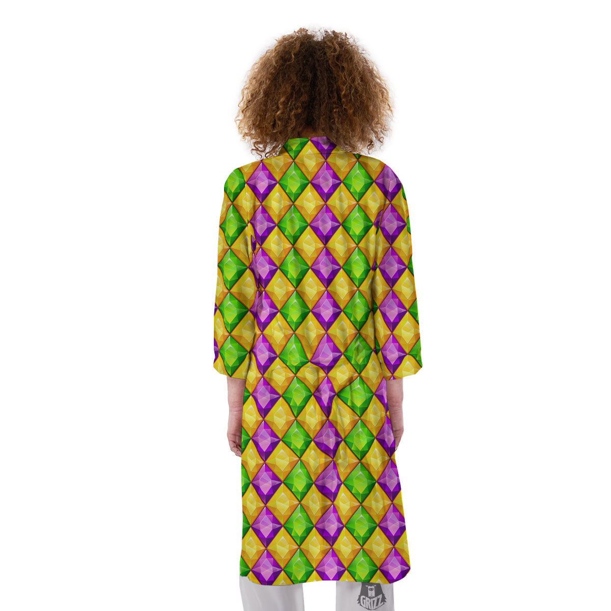 Diamond Mardi Gras Print Pattern Kimono-grizzshop