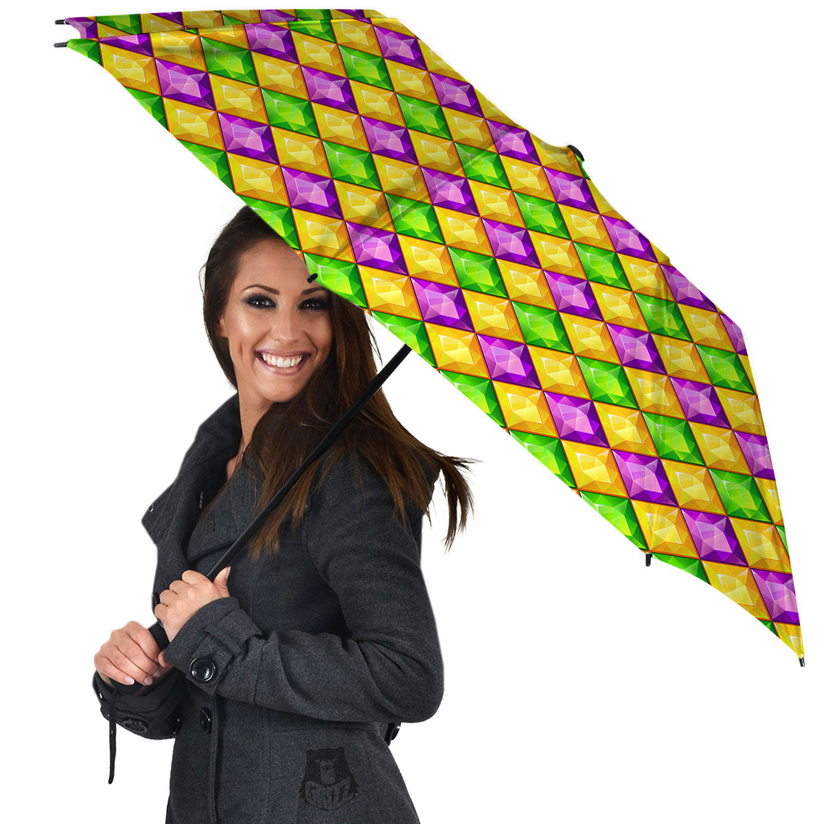 Diamond Mardi Gras Print Pattern Umbrella-grizzshop