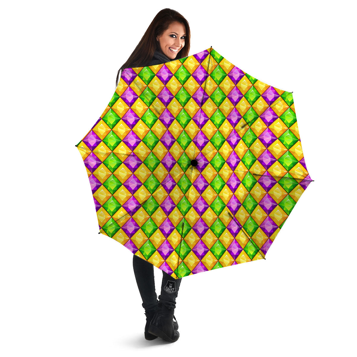 Diamond Mardi Gras Print Pattern Umbrella-grizzshop