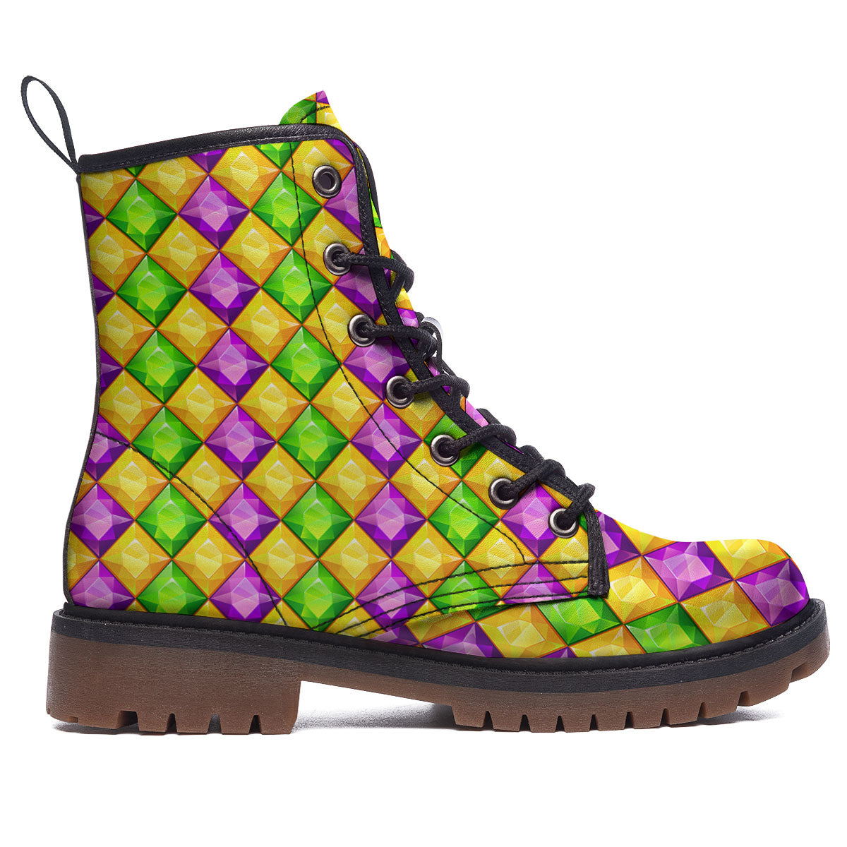 Diamond Mardi Gras Print Pattern Work Boots-grizzshop