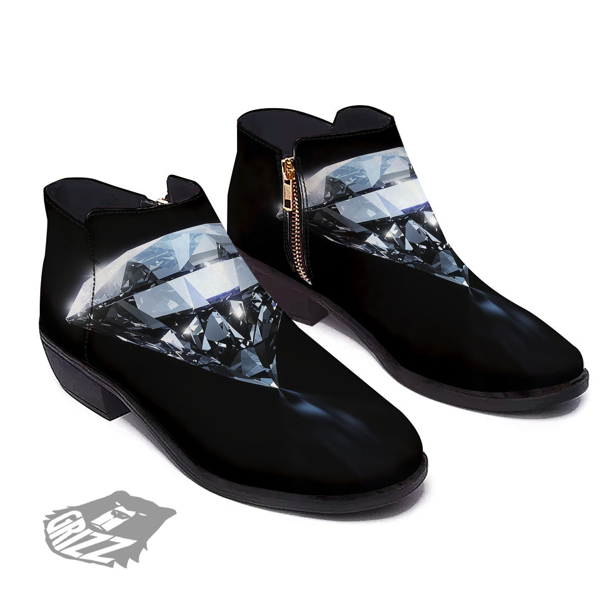 Diamond Print Ankle Boots-grizzshop