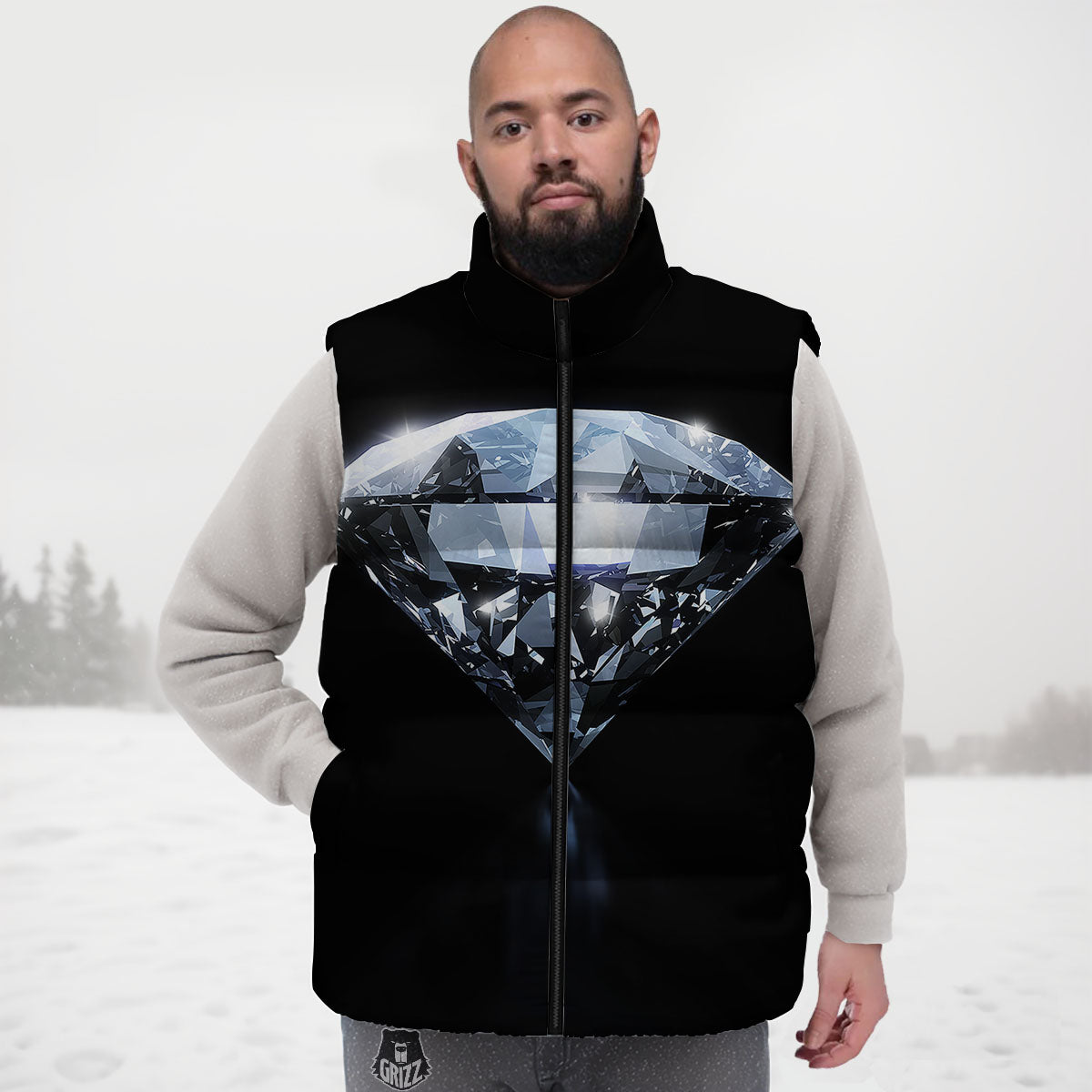 Diamond Print Down Vest-grizzshop