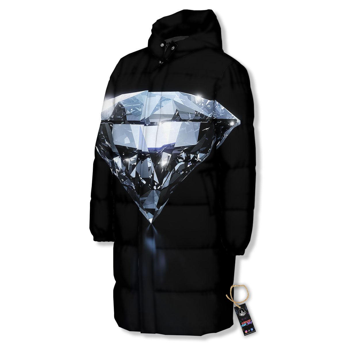 Diamond Print Long Down Jacket-grizzshop