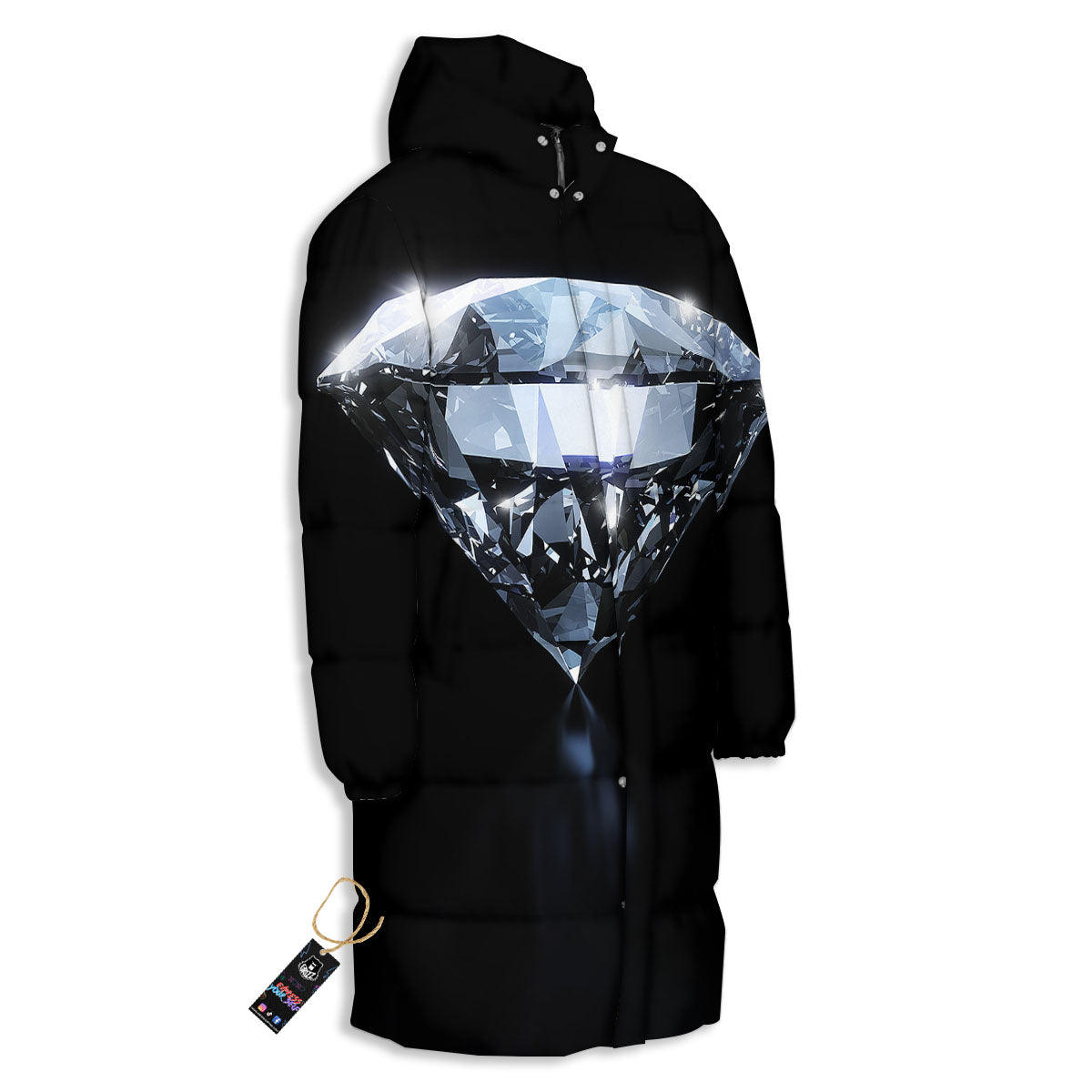 Diamond Print Long Down Jacket-grizzshop