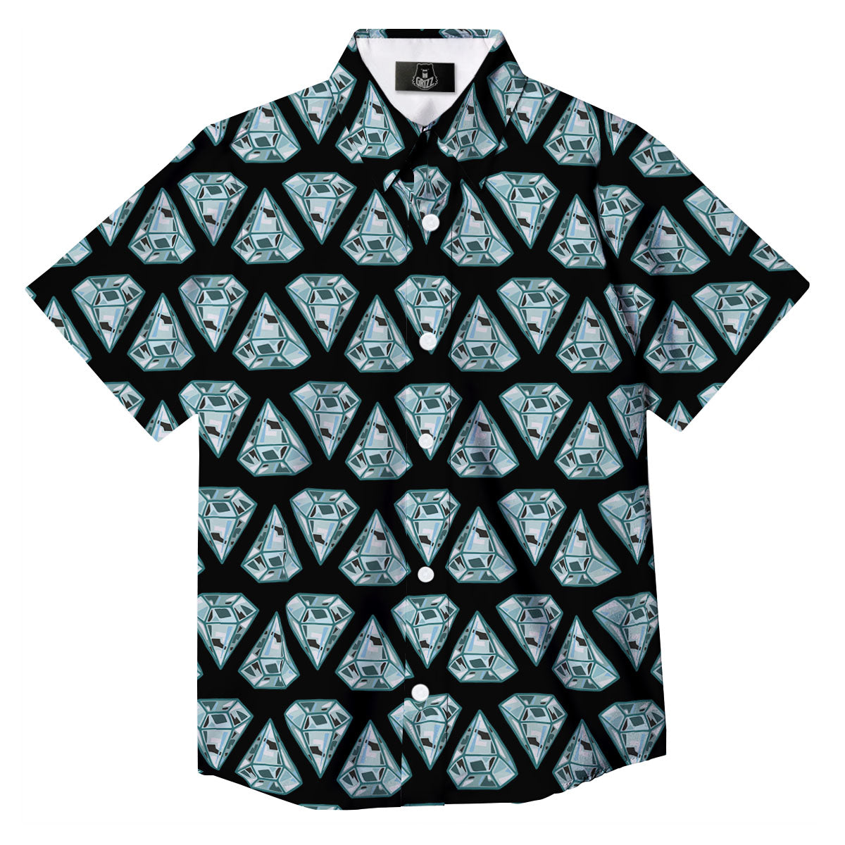 Diamond Print Pattern Button Up Shirt-grizzshop