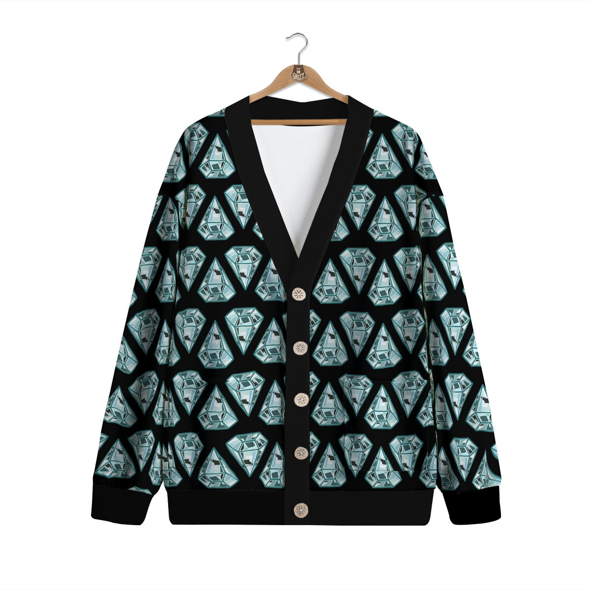 Diamond Print Pattern Cardigan-grizzshop