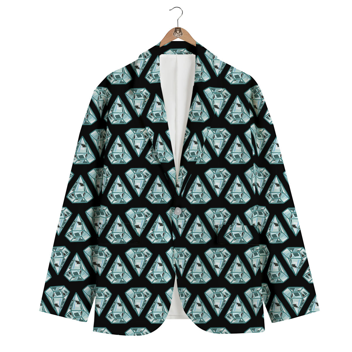 Diamond Print Pattern Men's Blazer-grizzshop