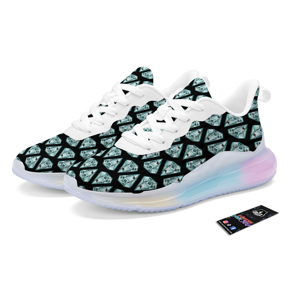 Diamond Print Pattern Running Sneakers-grizzshop