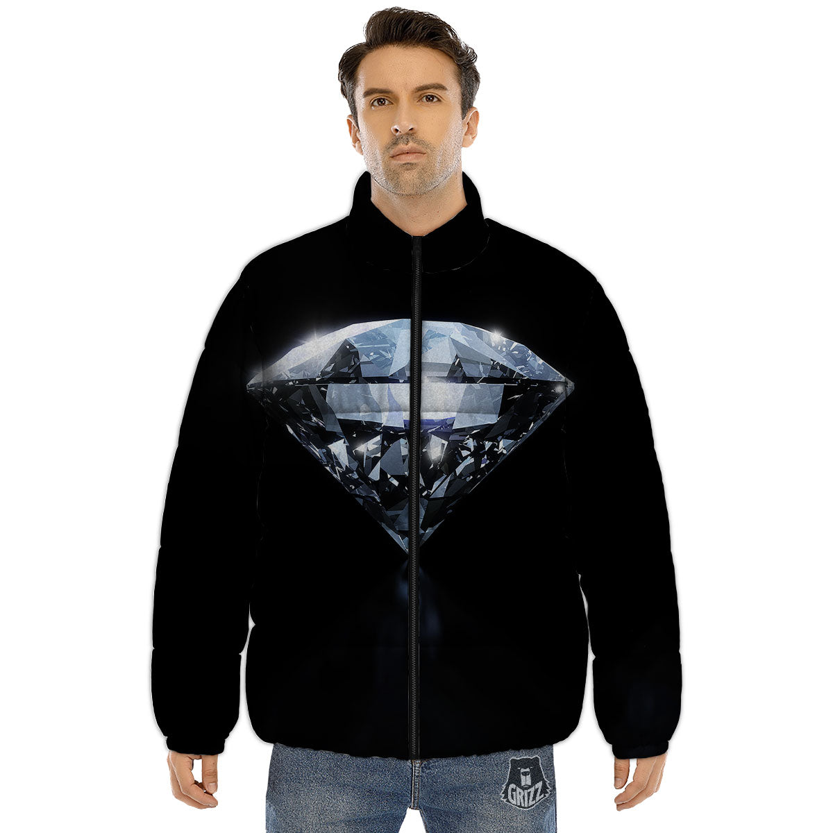 Diamond Print Puffer Jacket-grizzshop