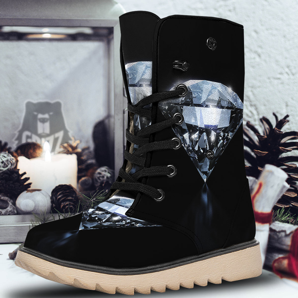 Diamond Print Snow Boots-grizzshop