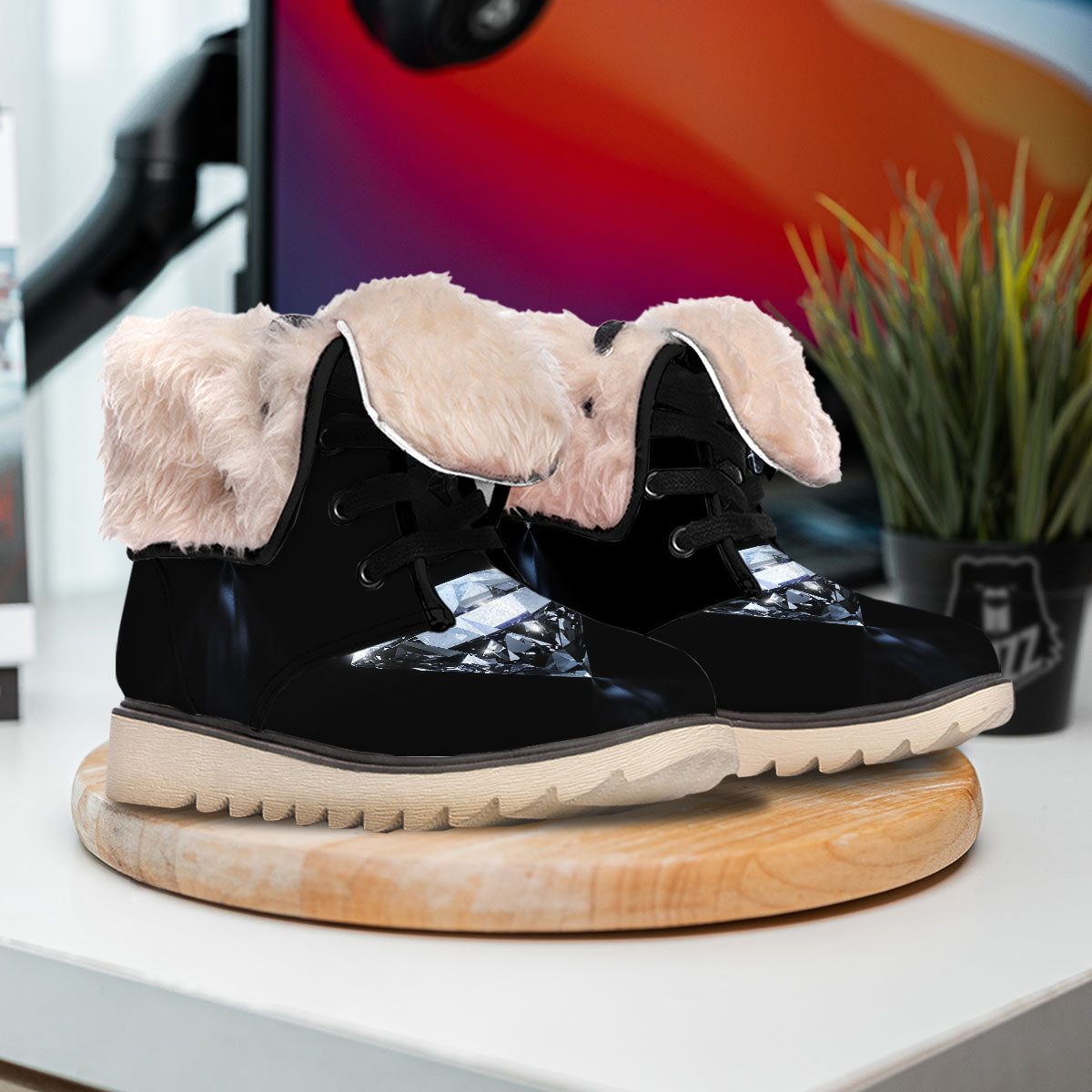Diamond Print Snow Boots-grizzshop