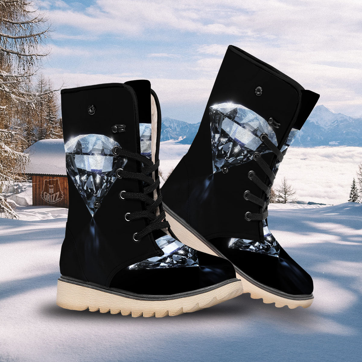 Diamond Print Snow Boots-grizzshop