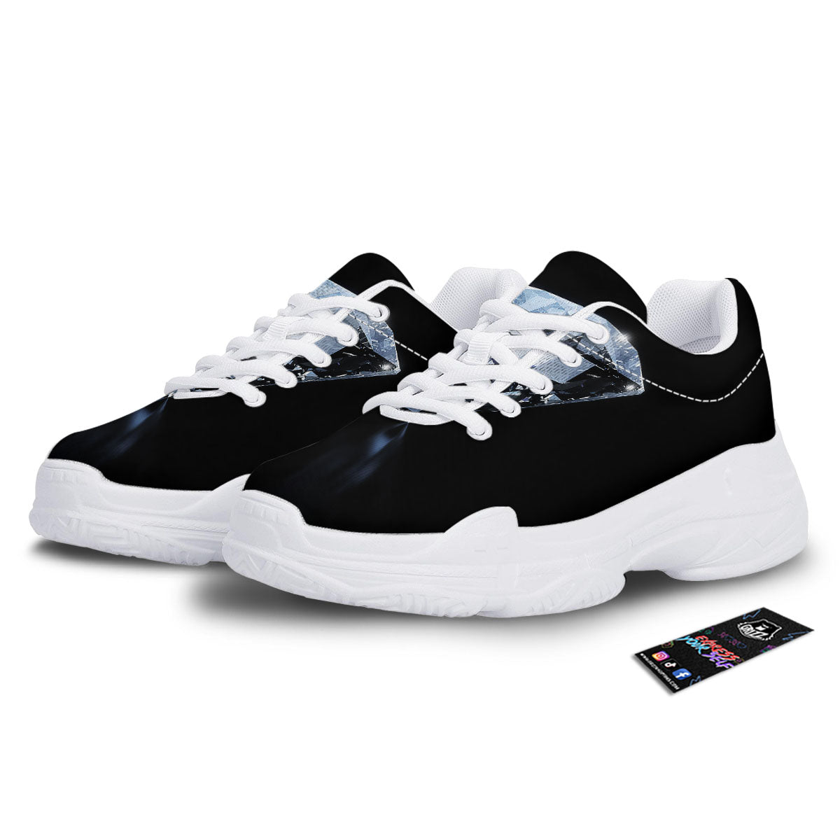 Diamond Print White Chunky Shoes-grizzshop