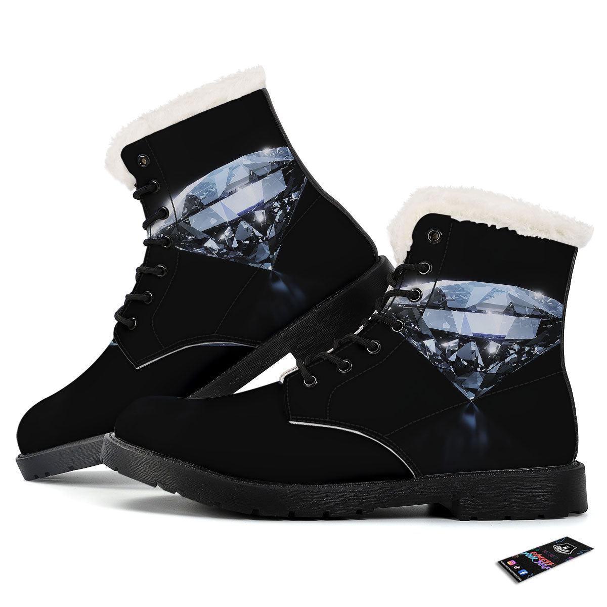 Diamond Print Winter Boots-grizzshop