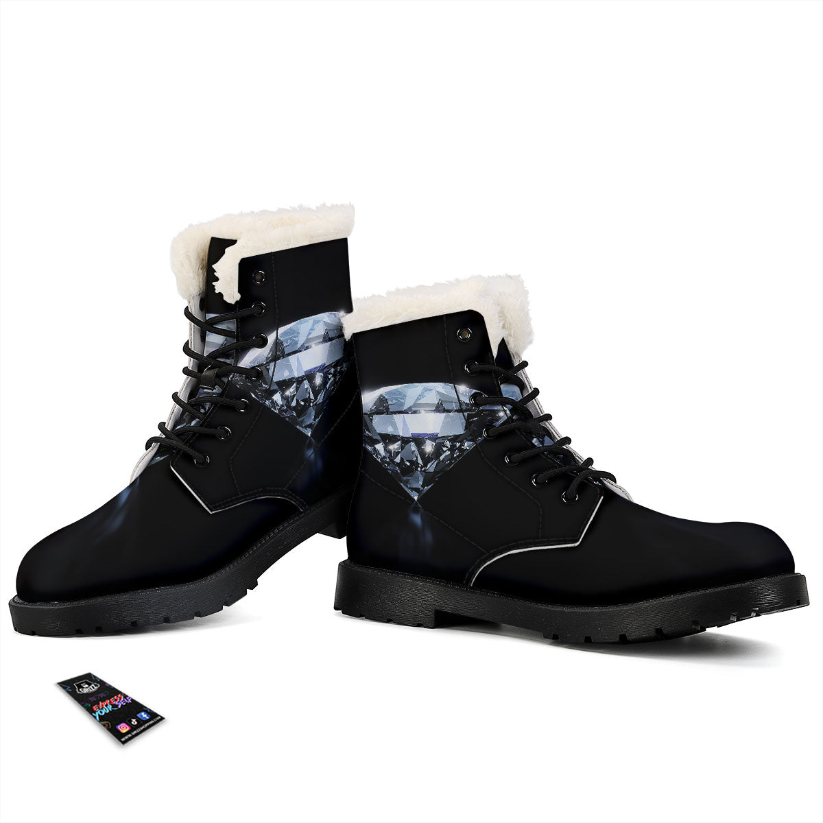 Diamond Print Winter Boots-grizzshop