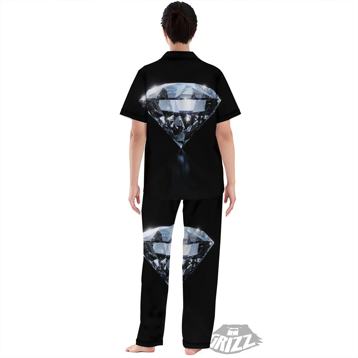 Diamond Print Women's Pajamas Set-grizzshop