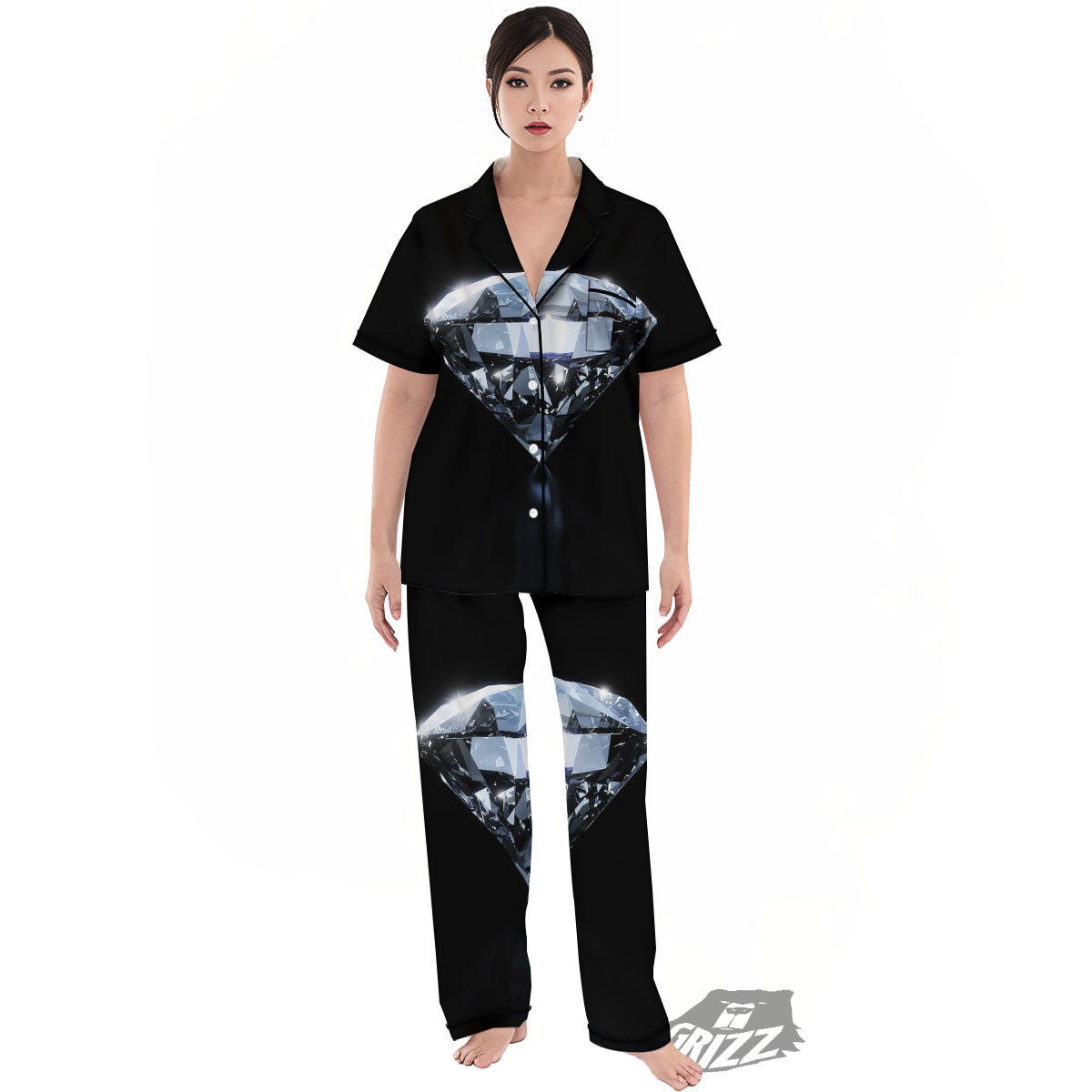 Diamond Print Women's Pajamas Set-grizzshop